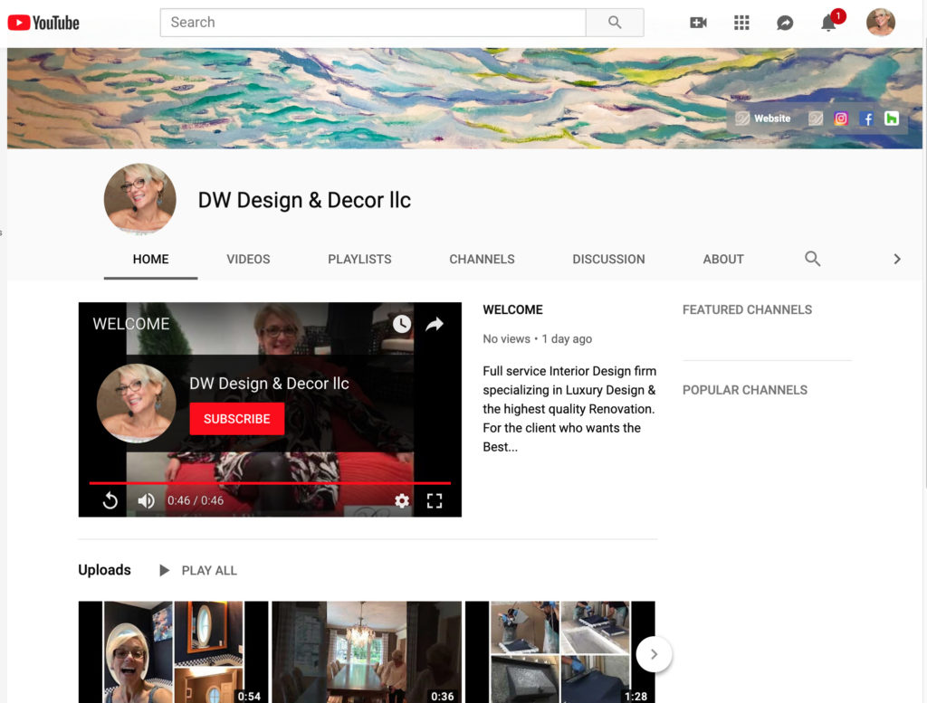 Our New YOUTUBE channel - DW Design & Decor